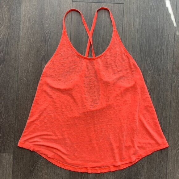 Aritzia Wilfred Free Tank Top Cropped Bright neon orange flowy Burnout Size XS - Picture 4 of 9